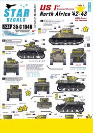  Star Decals  1/35 U.S. in North Africa # 2. 1st Armored Division M4 Sherman, M3 Stuart SRD35C1046