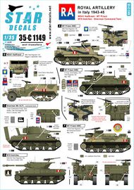  Star Decals  1/35 Royal Artillery in Italy. M7 Priest, M3 Halftrack, Sherman, M10 Achilles OUT OF STOCK IN US, HIGHER PRICED SOURCED IN EUROPE SRD35C1149