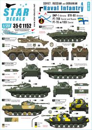  Star Decals  1/35 Naval Infantry # 4. Soviet and Russian PT-76, and BMP-1, BTR-80 Ukrainian Naval Infantry SRD35C1152