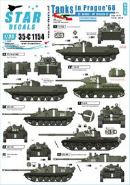  Star Decals  1/35 Tanks in Prague 1968. Soviet T-62A, PT-76 m/1951, PT-76B, T-34-85, ASU-85 . TEMPORARILY SAVE 1/3RD!!! SRD35C1154