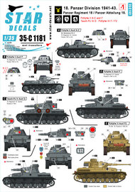  Star Decals  1/35 18. Panzer Division # 1. Pz-Regiment 18 / Pz-Abteilung 18. OUT OF STOCK IN US, HIGHER PRICED SOURCED IN EUROPE SRD35C1181