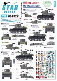  Star Decals  1/35 M3 and M3A1 Stuart. US Army OUT OF STOCK IN US, HIGHER PRICED SOURCED IN EUROPE SRD35C1221