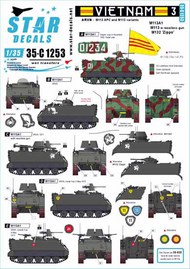  Star Decals  1/35 Vietnam 3.M113A1, M113 w recoilless gun, M132 Zippo in South Vietnamese army, ARVN - Army of the Republic of Vietnam. OUT OF STOCK IN US, HIGHER PRICED SOURCED IN EUROPE SRD35C1253