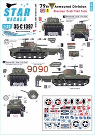  Star Decals  1/35 Sherman 'Crab' Flail tank. British 79th Armoured Division. Based on the Sherman Mk V. OUT OF STOCK IN US, HIGHER PRICED SOURCED IN EUROPE SRD35C1387