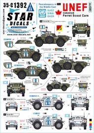  Star Decals  1/35 UNEF Canadian Ferrets.Middle East Peacekeepers # 3.Ferret Mk 1 Scout Cars. SRD35C1392
