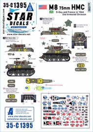  Star Decals  1/35 US M8 75mm HMC.D-Day and France in 1944.'Laxative' and 'Lynx' OUT OF STOCK IN US, HIGHER PRICED SOURCED IN EUROPE SRD35C1395