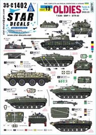  Star Decals  1/35 War in Ukraine # 13 Ukrainian Oldies. Tanks and AFVs 2022-23. T-62M (obr 2022), T-62M, BTR-60BP, BMP-1P. OUT OF STOCK IN US, HIGHER PRICED SOURCED IN EUROPE SRD35C1402
