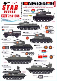  Star Decals  1/72 Vietnam # 5. NVA North Vietnamese Tanks and AFVs markings OUT OF STOCK IN US, HIGHER PRICED SOURCED IN EUROPE SRD72A1055