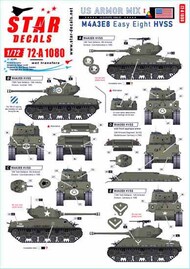  Star Decals  1/72 US Armor Mix # 1. US M4A3E8 'Easy Eight' HVSS tanks in NW Europe 1944-45. OUT OF STOCK IN US, HIGHER PRICED SOURCED IN EUROPE SRD72A1080