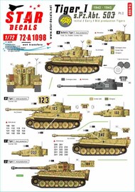  Star Decals  1/72 Tiger I - s.Pz.Abt. 503 # 2. 1942-43 OUT OF STOCK IN US, HIGHER PRICED SOURCED IN EUROPE SRD72A1098