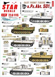  Star Decals  1/72 East Front Tigerss.Pz.Abt. 501 1943-44Tiger I and Befehls-Tiger I Mid production. OUT OF STOCK IN US, HIGHER PRICED SOURCED IN EUROPE SRD72A1115