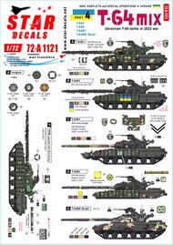  Star Decals  1/72 War in Ukraine # 4. Ukrainian T-64 mix in 2022 war OUT OF STOCK IN US, HIGHER PRICED SOURCED IN EUROPE SRD72A1121