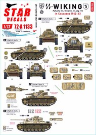 Star Decals  1/72 Wiking # 5.5. SS-Wiking in Caucasus 1942-43.Pz III Ausf J short gun, Pz III Ausf J long gun and Pz III Ausf N.Plus generic turret numbers 0-1-2-3-4-5. OUT OF STOCK IN US, HIGHER PRICED SOURCED IN EUROPE SRD72A1133