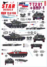  Star Decals  1/72 War in Ukraine # 6. T-72B1 and BMP-1 Tanks and AFVs from the Donetsk and Luhansk Republics, in 2022. OUT OF STOCK IN US, HIGHER PRICED SOURCED IN EUROPE SRD72A1136