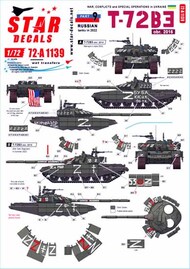  Star Decals  1/72 War in Ukraine # 9. Russian T-72B3 (obr 2016) operating in Ukraine in 2022. OUT OF STOCK IN US, HIGHER PRICED SOURCED IN EUROPE SRD72A1139