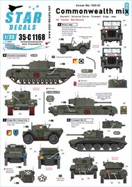  Star Decals  1/35 Commonwealth mix - Korean War 1950-53. Churchill Crocodile, Universal Carrier, Cromwell VII, Dingo SC and Jeep. SRD35C1168