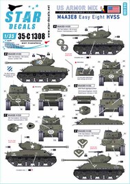  Star Decals  1/35 US Armored Mix #1: M4A3E8 East Eight HVSS OUT OF STOCK IN US, HIGHER PRICED SOURCED IN EUROPE SRD35C1308