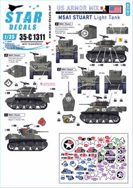  Star Decals  1/35 US Armored Mix #4: M5A1 Stuart OUT OF STOCK IN US, HIGHER PRICED SOURCED IN EUROPE SRD35C1311
