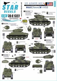  Star Decals  1/35 US Armor Mix #5 M4A1(76)W VVSS OUT OF STOCK IN US, HIGHER PRICED SOURCED IN EUROPE SRD35C1322