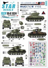  Star Decals  1/35 US Armor Mix #7 M4A3(76)W VVSS SRD35C1324