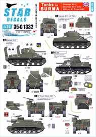  Star Decals  1/35 Tanks in Burma.British Sherman Mk V, Sherman Mk V AOP, M3 Lee, M7 Priest HMC. SRD35C1332