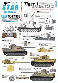  Star Decals  1/35 Tiger I. sPzAbt 502 # 1.Initial / Early production Tigers 1942-43. OUT OF STOCK IN US, HIGHER PRICED SOURCED IN EUROPE SRD35C1333