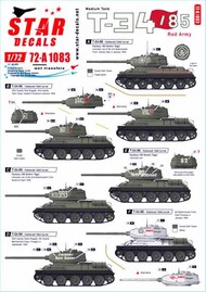  Star Decals  1/72 Soviet T-34/85 Red Army.Soviet T-34-85 tanks 1944-45.1944-45 OUT OF STOCK IN US, HIGHER PRICED SOURCED IN EUROPE SRD72A1083