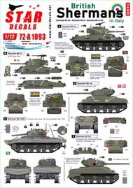  Star Decals  1/72 British Shermans in Italy.Sherman Mk IIA (76mm), Sherman Mk III, Sherman Mk.III DD. OUT OF STOCK IN US, HIGHER PRICED SOURCED IN EUROPE SRD72A1093