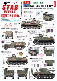  Star Decals  1/72 British Royal Artillery in Italy.M7 Priest HMC, Sherman Command Tank, M3A1 Halftrack. OUT OF STOCK IN US, HIGHER PRICED SOURCED IN EUROPE SRD72A1094
