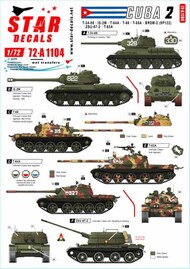  Star Decals  1/72 Tanks & AFVs in Cuba # 2.T-34/85, IS-2M, T-54A, T-55, T-55A, T-62A, ZSU-57-2, BRDM-2 (9P122). [Soviet] OUT OF STOCK IN US, HIGHER PRICED SOURCED IN EUROPE SRD72A1104