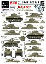  Star Decals  1/35 U.S. 44th Tank Battalion in the Philippines. M4 Composite Sherman and M5A1 Stuart. SRD35934