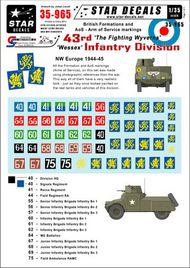  Star Decals  1/35 British 43rd 'Wessex' Infantry Division NW Europe. Generic Formations and AoS markings SRD35965