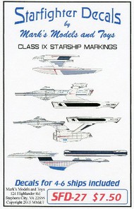  Starfighter Decals  NoScale Star Trek: Class IX Starship Markings for 4 to 6 Ships SFA27