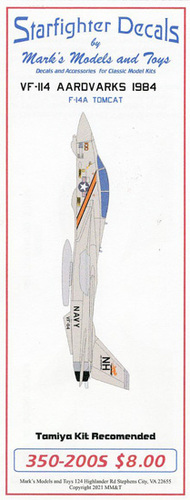  Starfighter Decals  1/350 F-14A Tomcat VF-114 Aardvarks 1984 SFA350200S