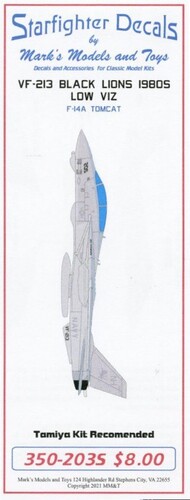  Starfighter Decals  1/350 VF-213 Black Lions 1980s Low Viz F-14 Tomcat for TAM SFA350203