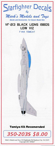  Starfighter Decals  1/350 F-14A Tomcat VF-213 Black Lions Lo Viz 1980s* SFA350203S