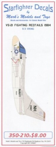  Starfighter Decals  1/350 S-3 Viking VS21 Fighting Redtails 1984 for TAM & TSM* SFA350210