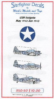  Starfighter Decals  1/350 USN Insignia May 1942 to June 1943 for Merit SFA35050