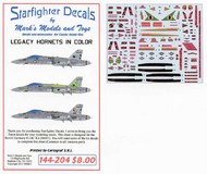  Starfighter Decals  1/144 Legacy Hornets. OUT OF STOCK IN US, HIGHER PRICED SOURCED IN EUROPE SFA44204