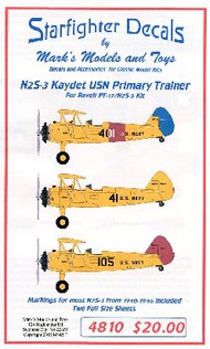  Starfighter Decals  1/48 N2S3 Kaydet USN Primary Trainer 1940-46 for RMX SFA4810