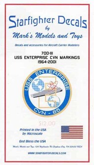  Starfighter Decals  1/700-1/720 USS Enterprise CVN65 1964-2001 for RVL* SFA700111