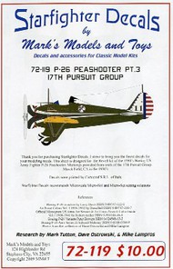  Starfighter Decals  1/72 P26 Pt.3 17th Pursuit Group for RVL (D)<!-- _Disc_ --> SFA72119