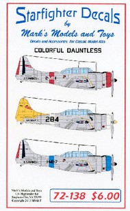 Starfighter Decals  1/72 Colorful Dauntless SFA72138