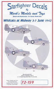  Starfighter Decals  1/72 F4F-3/4 Wildcats Battle of Midway for ARX & HSG SFA72159