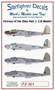  Starfighter Decals  1/72 Fortress of the Skies Part 2 B17C/D for ACY OUT OF STOCK IN US, HIGHER PRICED SOURCED IN EUROPE SFA72161