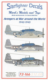  Starfighter Decals  1/72 Avengers at War Around the World (TBF/TBM) OUT OF STOCK IN US, HIGHER PRICED SOURCED IN EUROPE SFA72166