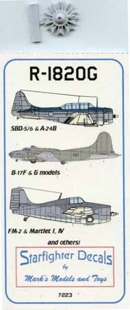  Starfighter Decals  1/72 R1820G Engine for SBD-5/6, A-24B, B-17F/G, FM-2, Martlet I/IV & more (Resin) SFA7223