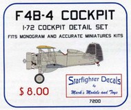  Starfighter Decals  1/72 Boeing F4B-4 cockpit detail set OUT OF STOCK IN US, HIGHER PRICED SOURCED IN EUROPE SFAR7200