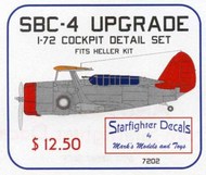  Starfighter Decals  1/72 Curtiss SBC-4 Helldiver upgrade cockpit detail set OUT OF STOCK IN US, HIGHER PRICED SOURCED IN EUROPE SFAR7202