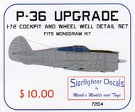  Starfighter Decals  1/72 Curtiss P-36 Hawk Upgrade set OUT OF STOCK IN US, HIGHER PRICED SOURCED IN EUROPE SFAR7204
